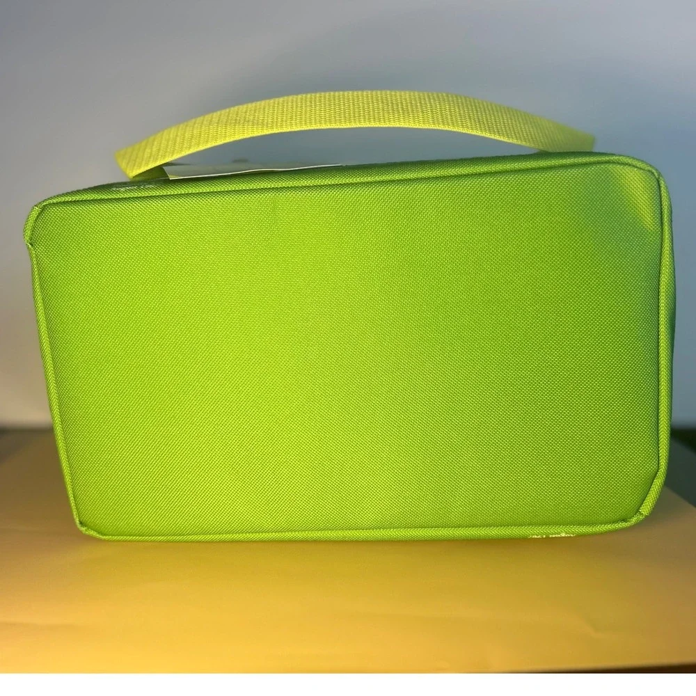 Trader Joes Mini Insulated Tote Bag Lime Green Teal Blue 1.5 Gallon Lunch NWT